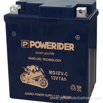 12v 7ah ytz8v nano-gel tech motorcycle starter battery